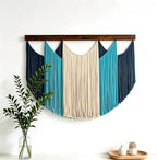 Macrame Wall Hanging 120 x 85cm Woven Tapestry Modern Fiber Wall Art Decor | Boho Tapestry Macrame Wall Art Decor, Large Dip Dyed Yarn Tapestry Craftsmanship for Bedroom Living Room Ornament (Blue) by Tissting