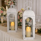 Lantern Decorative Indoor & Outdoor, 16.25'' Large Hanging Candle Lanterns, Metal Decorative Candle Lanterns, Waterproof Hanging Lantern for Porch Patio Wedding Home (White) - Image 6