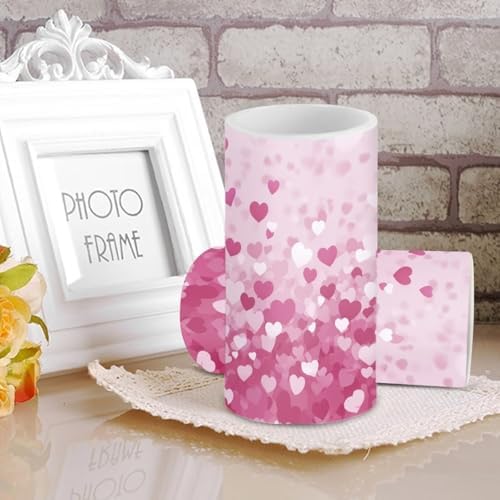 Valentines Day Flameless Candles with Remote and Timer LED Candles Flickering Battery Operated Fake Candle for Home Bedroom Living Room Dining Room Table Decor Set of 2 Pink Heart - Image 4