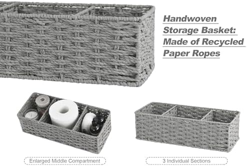 StorageWorks Toilet Paper Basket, Paper Rope Woven Toilet Tank Basket, Gray - Image 2