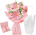 Crochet Flower Bouquet, Pink Handmade Knitted Flowers with Card by EMORBALS