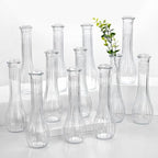 12 Pcs Clear Ribbed Glass Bud Vases for Centerpiece 8.5 Inch by saiguomi