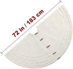 72-Inch Cable Sweater Knit Christmas Tree Skirt with Wooden Toggles, Cream - Image 3