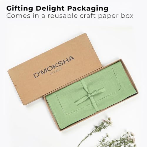 Signature Linen™ by D'Moksha, Sage Green Table Runner 90 Inches Long, 100% Pure Linen, Hemstitch, 14 x 90 Inch Table Runner for Dresser, Dining- Fall, Weddings, Outdoor Hosting - Image 4