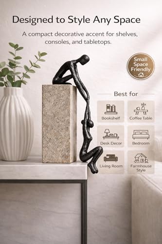 Industrial Abstract Cast Iron Art Sculpture Couple - Man Lifting Woman from Ledge - Modern Love Gift for Couples Cast Iron Shelf Decor for Home, Farmhouse, Bedroom, Living Room - Image 4