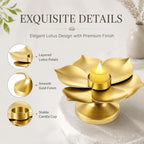 LemonRoad 3 Pcs Lotus Candle Holder Pooja Return Gifts, Tall Pedestal Lotus - Image 3