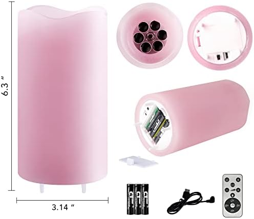 XingsLight Valentines Day Decorations Flameless Candles with Romantic Pink Heart Projector Lights Battery Operated LED Candle with Remote and Timer,2 Pack - Image 4