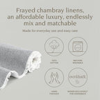Over&Back 18x108 Woven Frayed Chambray Cotton Table Runner - Washable Table Runners for a Custom Home Decor Tablescape - Hand-Finished Frayed Edges - Coffee Table, Dinner Table, Living Room - Grey - Image 2