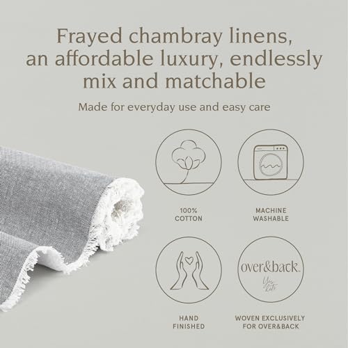Over&Back 18x108 Woven Frayed Chambray Cotton Table Runner - Washable Table Runners for a Custom Home Decor Tablescape - Hand-Finished Frayed Edges - Coffee Table, Dinner Table, Living Room - Grey - Image 2