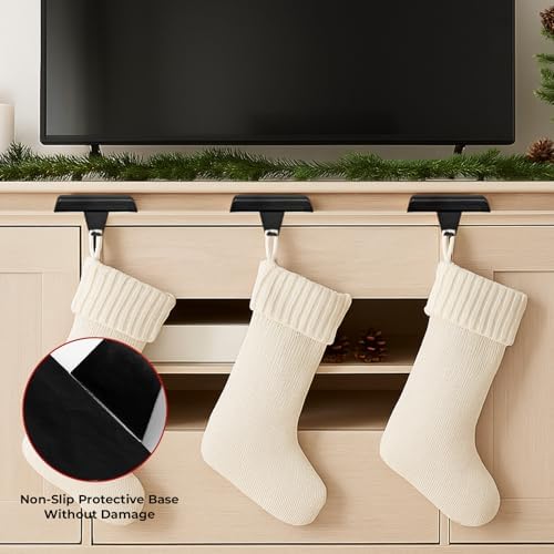 Stocking Holders for Mantle Set of 6, Metal Christmas Stocking Holder, Weighted Stocking Hangers with Non-Slip Protective Pad, Mantle Garland Hanger for TV Stand | Staircase | Dresser - Image 4