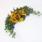 30 Inch Floral Swag, Artificial Flowers Sunflower Eucalyptus Wreath, Fake Flower Wreath Sunflower Swag Garland for Home, Wedding Arch, Front Door, Wall - Image 7