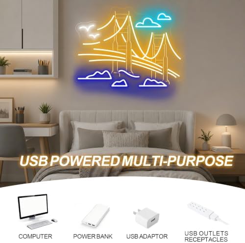 Golden Gate Bridge Neon Sign, San Francisco Cityscape LED Wall Light - Image 7