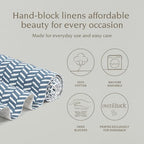 over&back 18x108 Hand-Blocked Printed Cotton Table Runner - Washable Table Runners for a Custom Home Decor Tablescape - Perfect for Coffee Table, Dinner Table, Living Room, and More - Blue Herringbone - Image 2