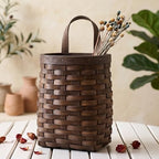 Alipis Hand-Woven Wicker Hanging Basket – 7.7" Tall Portable Wood Storage Basket for Wall, Flowers, Fruits, Vegetables, or Home Decor – Natural Rattan Organizer Box by Alipis