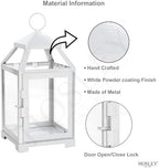 Hosley 12 Inch High Clear Glass and Iron White Classic Style Lantern Ideal Gift for Weddings Bridals Special Occasions Parties Aromatherapy and Spa Settings - Image 3