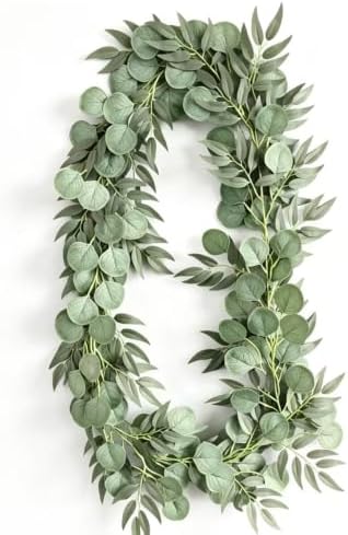 4Pack Artificial Eucalyptus Garland with Willow Leaves Faux Greenery for Wedding Backdorp Arch Wall Table Runner Decor (Green) - Image 4