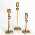 Antique Brass Iron Taper Candle Holder - Set of 3 Decorative Candle Stand by SUJUN