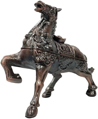 Briskfeel Metal Ornament Galloping Horse Statue Classic Bronze Finish Luxury Home Decor Multi Functional Sculpture for Living Room Office Desk Feng Shui Art (D3 Bronze) - Image 4