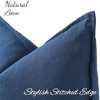 decorUhome Fall Blue Linen Throw Pillow Covers 26x26 Set of 2 - Image 2