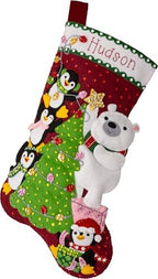 Bucilla Felt Applique 18" Stocking Making Kit, Arctic Tree Trimmers, Perfect for DIY Arts and Crafts, 89741E by Bucilla