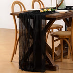 Black Cheesecloth Table Runner Boho Wrinkled Gauze Table Runners - Image 3