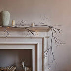 Hairui Lighted Garland Snow Flocked with Timer 6FT 48 LED Battery Operated Pre-lit Twig Vine Firepalce Mantle Table Winter Christmas Decoration Indoor Outdoor by Hairui