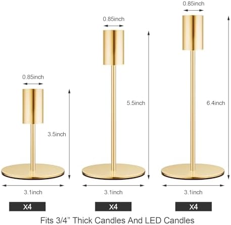 zeochyni Set of 12 French Gold Taper Candle Holder Bulks for Wedding, Party - Image 3