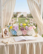 18inch Aisle Flower Garland with Chiffon Sheer Drape, Multi-Color Artificial Flowers Rose with White Butterfly Orchid, Floral Runner for Wedding Arch, Backdrop, Reception Table Decor, Ceremony Pathway - Image 4