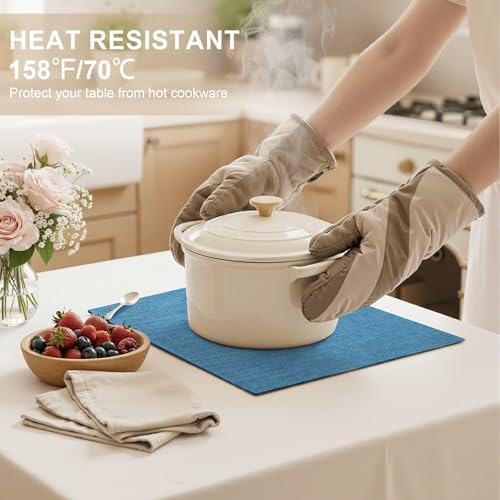homing Faux Cotton Linen Placemats Set of 6, Cloth Dining Table Mats - Image 3