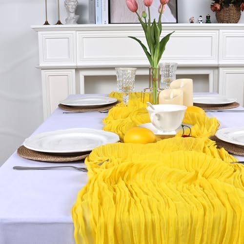 16 Pack Lemon Yellow Cheesecloth Table Runner 23 x 120 Inch 10Ft - Image 5