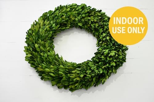Preserved Boxwood Wreath 18 Inch – Real Greenery Spring Summer & Year-Round Indoor Décor, Farmhouse Wall & Mantel, Fade-Resistant - Image 6