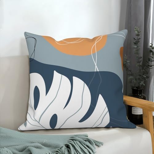 Abstract Palm Leaves Pillow Covers 22''x22'' Set of 4, Modern Geometric Line Pattern Cushion Covers Decorative Tropical Print Pillow Cases for Couch Sofa Bedroom Farmhouse Garden Patio - Image 3