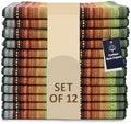 LFH Home Cotton Rich Cloth Salsa Napkin Set of 12 Washable Soft Durable Striped Table Napkins for Dining Wedding Daily Use Reusable Eco-Friendly Fabric Napkins (18x18)-Green Multi Thanks Giving by LFHHomePrivateLimited