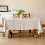 Linen World Linen Plaid Gingham Tablecloth 55x55 Inch,100% French Flax Square Linen Table Cloth for Dining Table,Soft Washed Farmhouse Table Cover,Natural Plaid by LLinenWorld