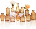 CUCUMI 12pcs Bud Vases for Centerpieces, Amber Gold Glass Vase Set by CUCUMI