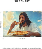 Jesus Eats Pizza Placemats Set of 6 Funny God Table Mats Christian Place Mats Decor Imitation Linen Heat Resistant Tablecloth for Dining Decoration Kitchen Party Restaurants 12''x18'' - Image 6