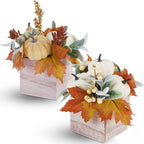 winemana Fall Decorations Artificial Pumpkin Gourd Berries Leaves, 2 Pack by winemana
