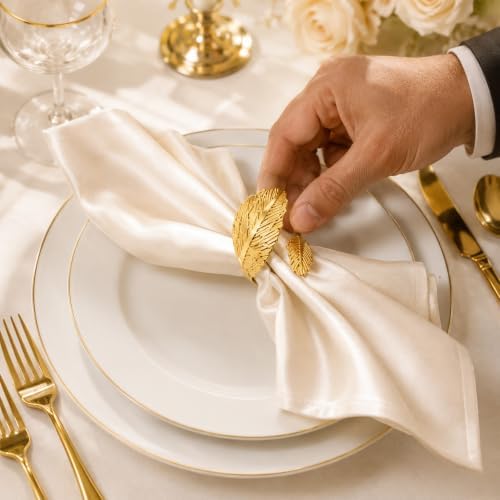 50Pcs Gold Leaf Napkin Rings Bulk Metal Napkin Holders for Wedding - Image 5
