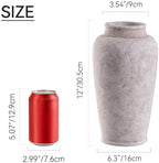 Ceramic Flower Vase, Large Rustic Vase Farmhouse Decorative Tall Vase Floral Pottery Vases for Home Decor Table Living Room Entryway Mantel Bedroom Bathroom Kitchen - 12" D - Image 2
