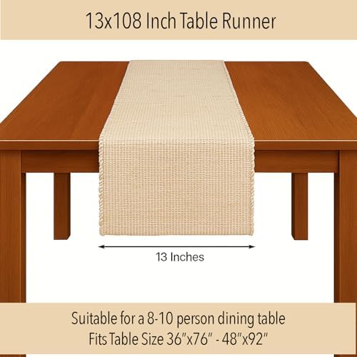 Chardin home Natural Jute Table Runner 13x108 Inch – Vintage Boho Rustic Table Decor – Handwoven Long Table Runner in Natural Jute and Ivory – Farmhouse Dining or Console Table Accent - Image 4