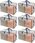 VENO 6 Pack Clear Extra Large Moving Bags & Storage Totes, Heavy Duty Organizer with Reinforced Handles & Strong Zippers for Clothes, College Dorm Essentials, Moving Supplies by Veno