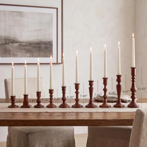 NUPTIO Wood Taper Candle Holders: Set of 10 Mixed Candlestick Holders Bulk - Image 2