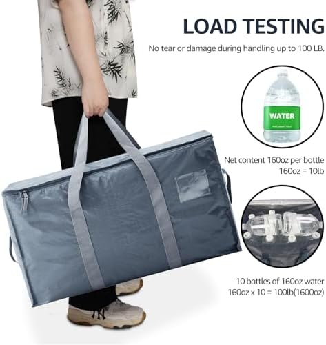 Moving Bags Heavy Duty Extra Large, Moving Boxes, Moving Supplies Essentials,Storage Bins with Lids, Plastic Packing Totes, Storage Bags for Clothes with Handles & Zippers(Grey, 8 Pack) - Image 6