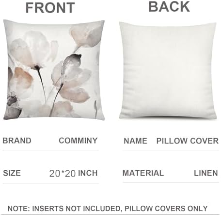 Watercolor Floral Throw Pillow Covers 20x20 Set of 6, Nature Home Decor - Image 6