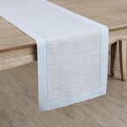 Solino Home 100% Pure Linen Table Runner Blue, Classic Hemstitch 14 x 48 in - Image 2