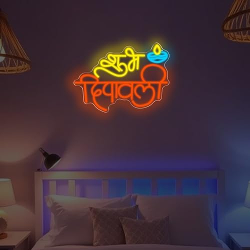 Happy Diwali Neon Sign, Festival Of Light Led Sign for Wall Decor Dimmable Indian Diwali Neon Light for Festival Wall Bedroom Door Window Party Decoration - Image 7