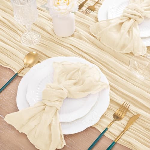 Cheesecloth Table Runner Beige Cream Fall Wedding Table Runner 10ft, 8 Pack - Image 6