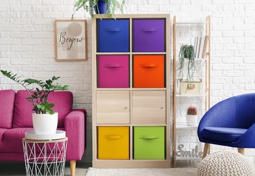 Sorbus 6-Pack Fabric Storage Cubes (13 Inch, Bright Rainbow) - Image 2