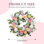Spring Wreaths for Front Door,Summer Wreath with Peony Rose and Dahlia Flowers,24 Inch Floral Door Wreath for All Seasons Outside Outdoor Indoor Wall Wedding Holiday Home Decor - Image 4