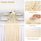 12 Pack Ivory Cream Cheesecloth Table Runner 120 Inch Boho Wedding Decor - Image 3